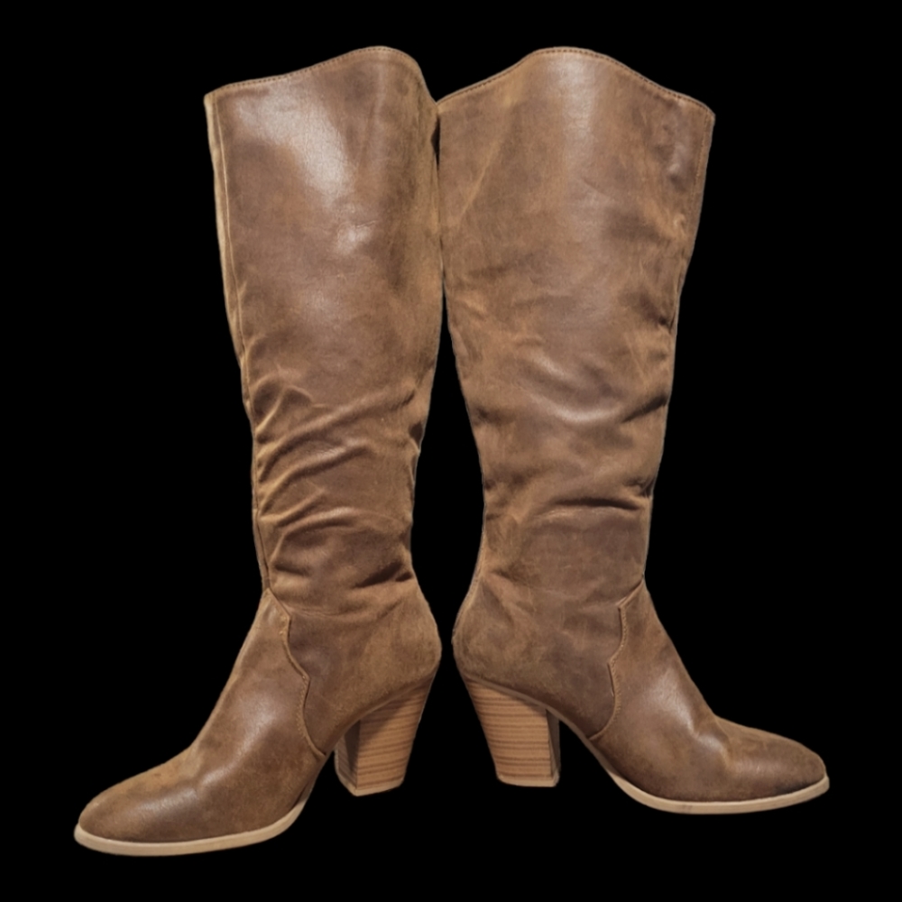 Leather knee high boots